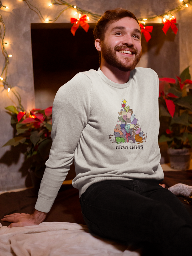Meowy Catmas Sweatshirt Black Cat Bazaar