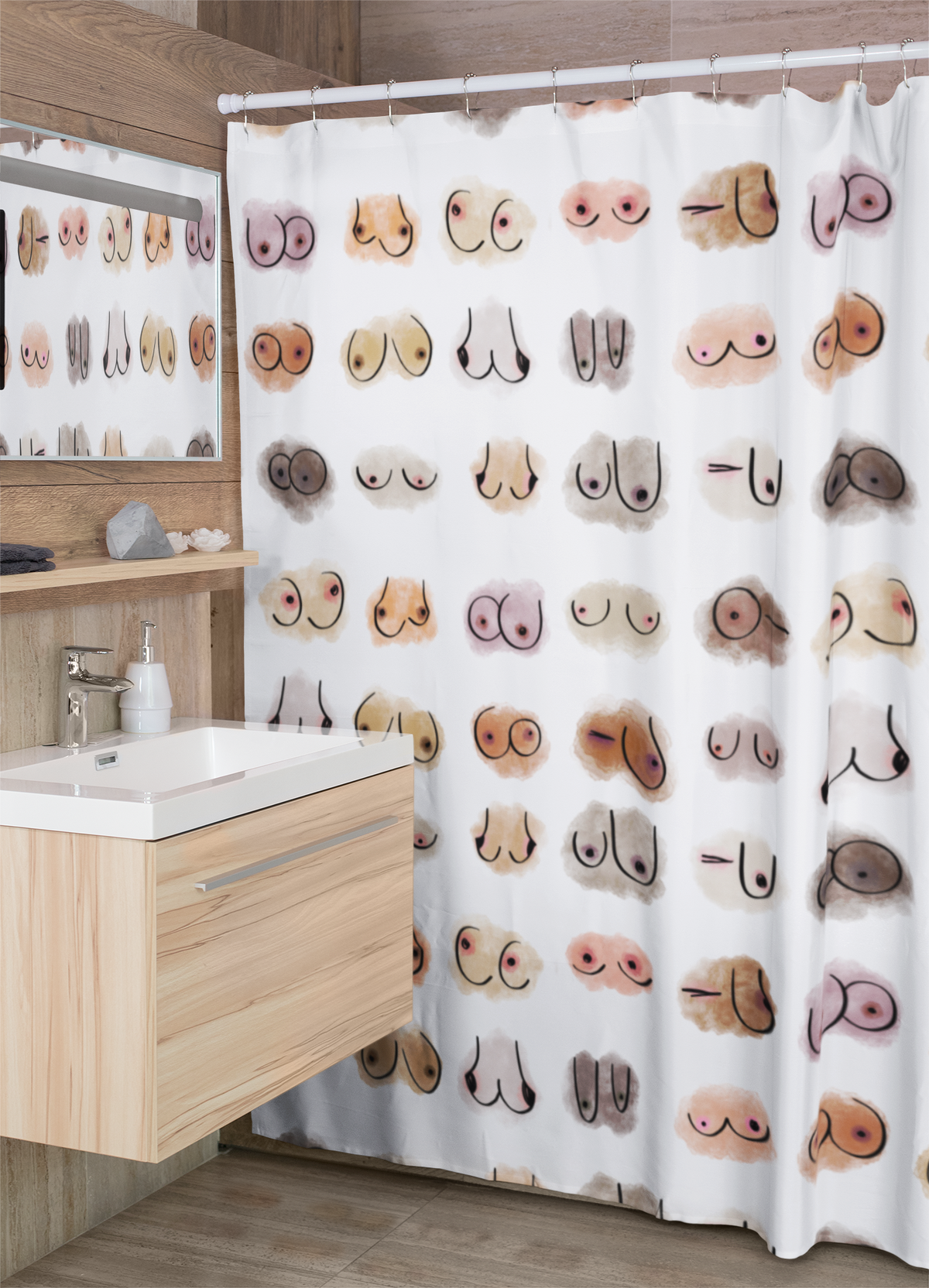 Boob shower curtain deals