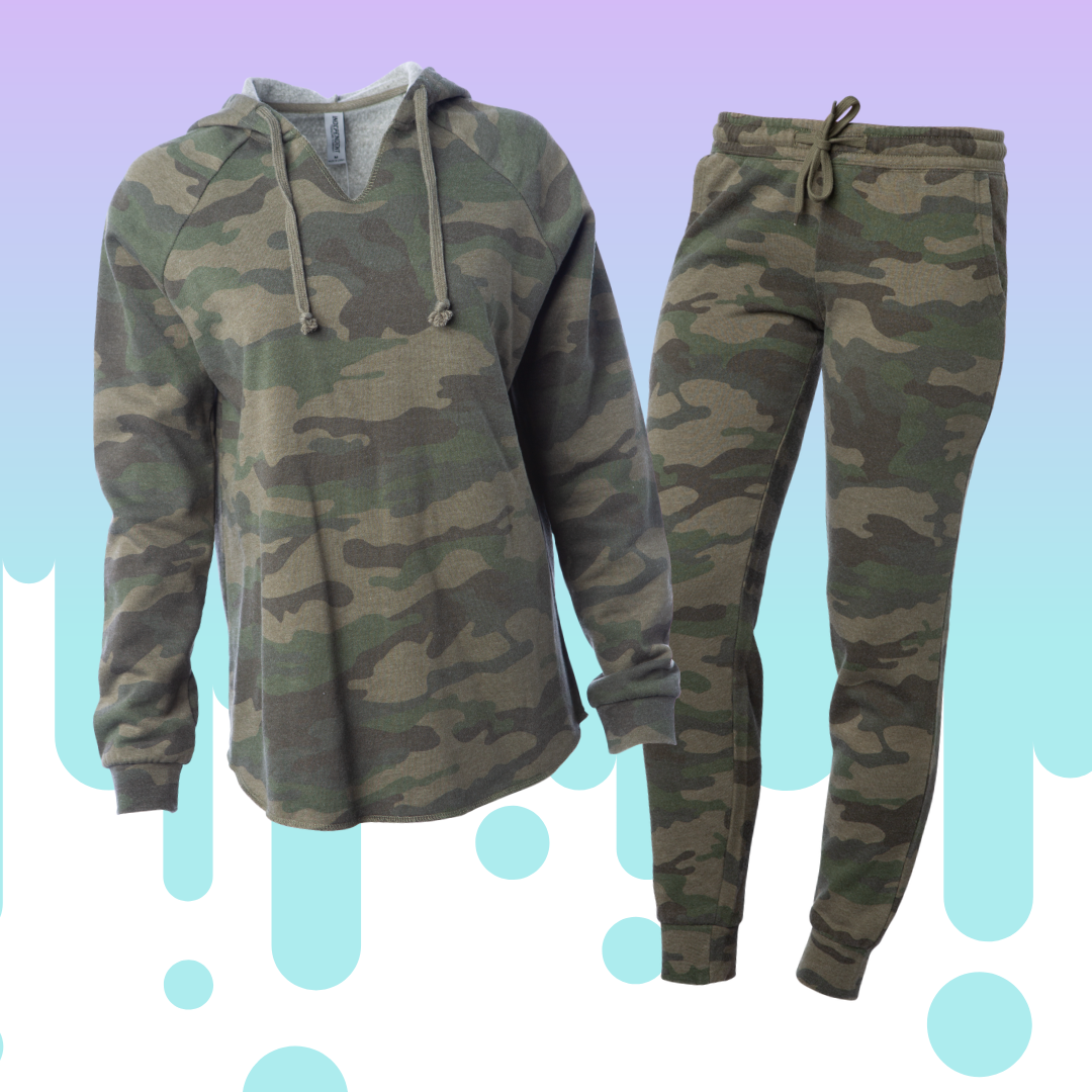 Womens camo sweatsuit sale